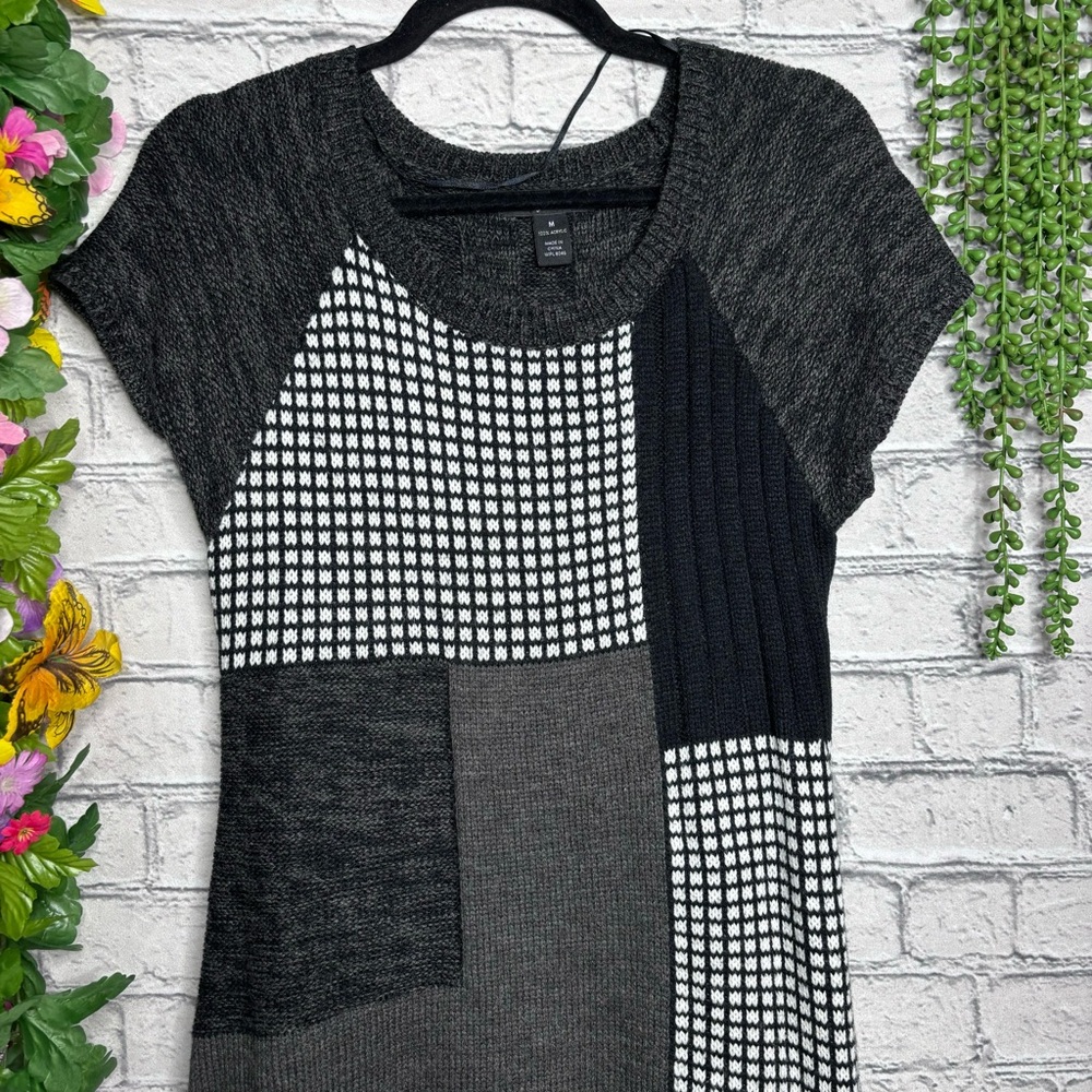 **🌼3/$30🌼Style & Co Short Sleeve Colorblock Woven Sweater Dress Size Medium - Picture 6 of 16